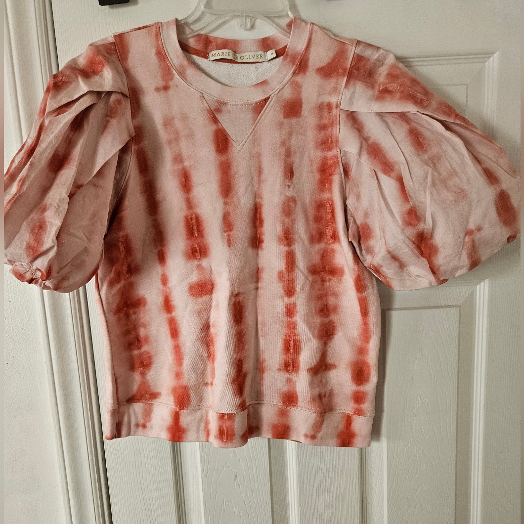 Marie Oliver Red And Pink Puff Sleeve Top